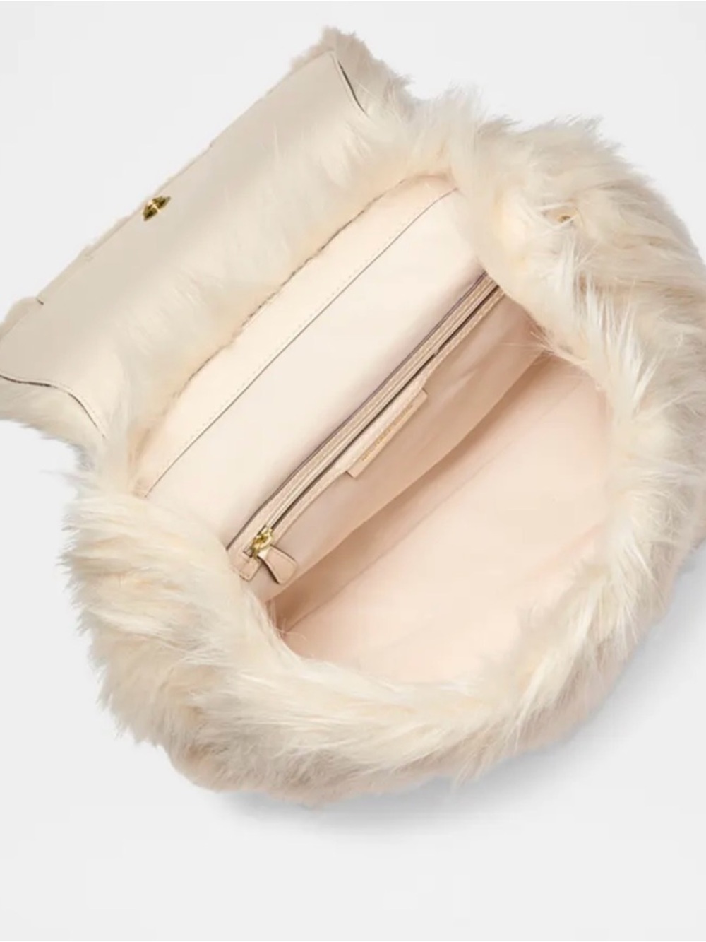 New With Tags MICHAEL KORS Quinn Medium Flap Faux Fur Backpack Natural AUTHENTIC - Picture 2 of 11